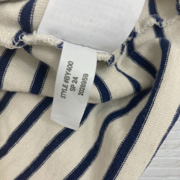 J.Crew Top Size XS Structured Muscle Tee Stripe Mariner Cotton Navy Ivory - Picture 12 of 13